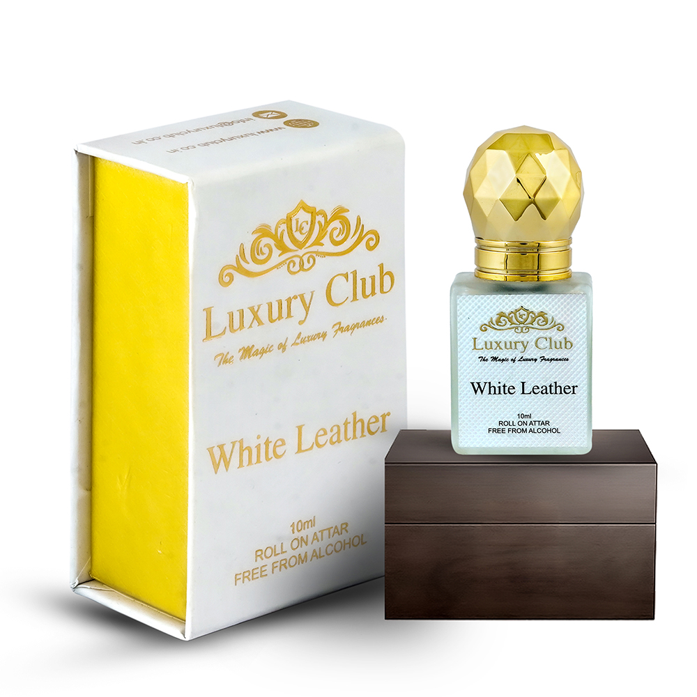 2 Pcs White Leather Attar & Perfume Gift Set